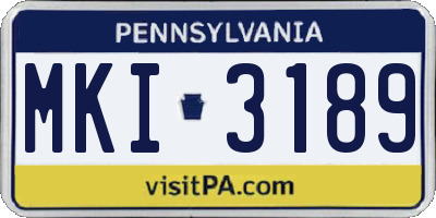 PA license plate MKI3189
