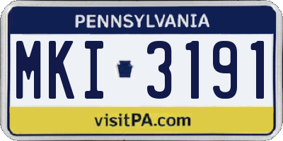 PA license plate MKI3191