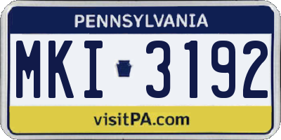 PA license plate MKI3192
