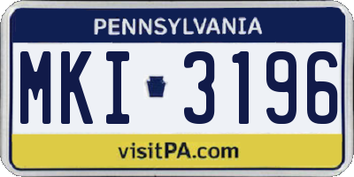 PA license plate MKI3196