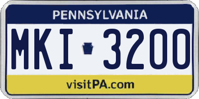 PA license plate MKI3200