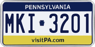PA license plate MKI3201