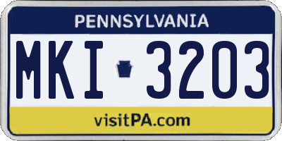 PA license plate MKI3203