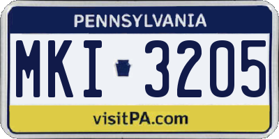 PA license plate MKI3205