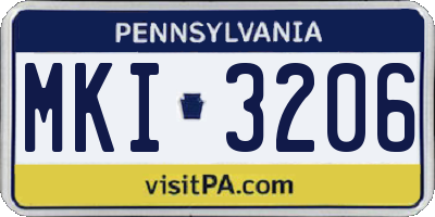 PA license plate MKI3206
