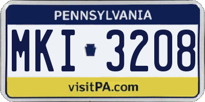 PA license plate MKI3208