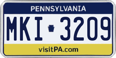 PA license plate MKI3209