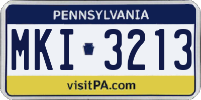 PA license plate MKI3213