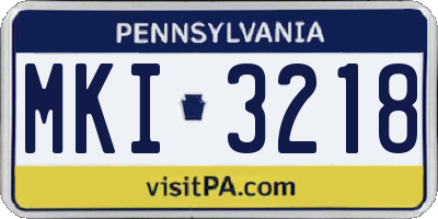 PA license plate MKI3218
