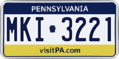 PA license plate MKI3221