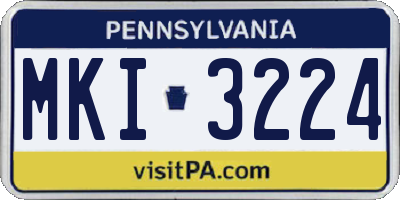 PA license plate MKI3224