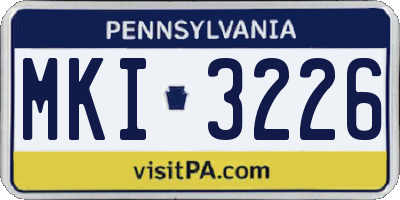 PA license plate MKI3226