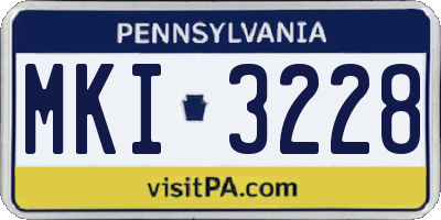 PA license plate MKI3228