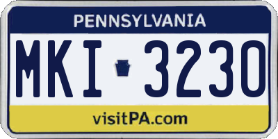 PA license plate MKI3230