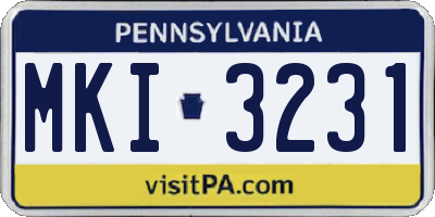 PA license plate MKI3231