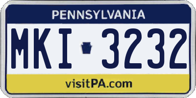 PA license plate MKI3232