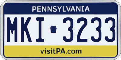 PA license plate MKI3233