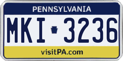 PA license plate MKI3236