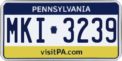 PA license plate MKI3239