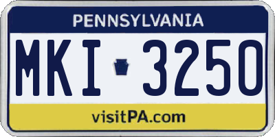 PA license plate MKI3250