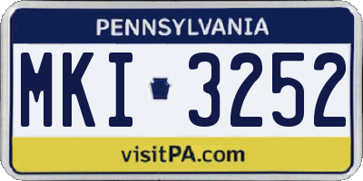 PA license plate MKI3252