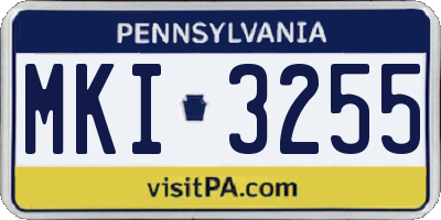 PA license plate MKI3255