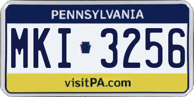 PA license plate MKI3256