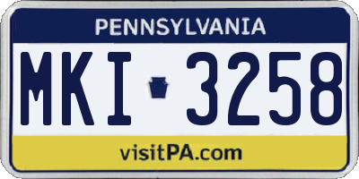 PA license plate MKI3258