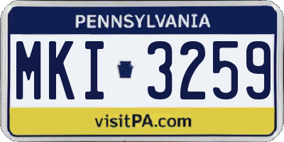 PA license plate MKI3259