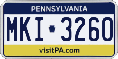 PA license plate MKI3260