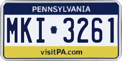 PA license plate MKI3261
