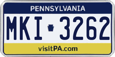 PA license plate MKI3262