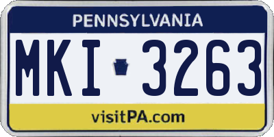 PA license plate MKI3263