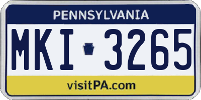 PA license plate MKI3265