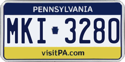 PA license plate MKI3280