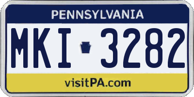 PA license plate MKI3282