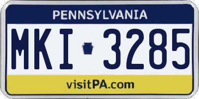 PA license plate MKI3285