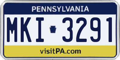 PA license plate MKI3291