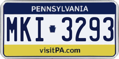 PA license plate MKI3293