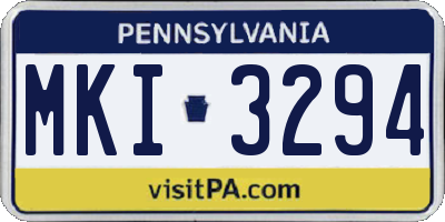 PA license plate MKI3294