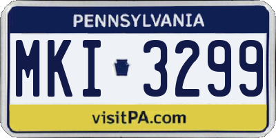 PA license plate MKI3299