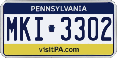 PA license plate MKI3302