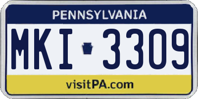PA license plate MKI3309