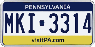 PA license plate MKI3314