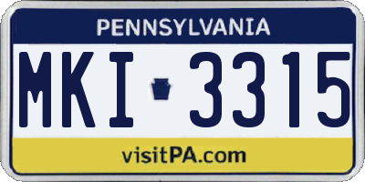 PA license plate MKI3315