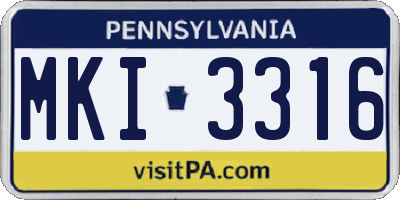 PA license plate MKI3316