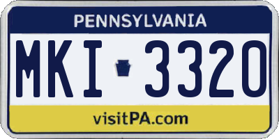 PA license plate MKI3320