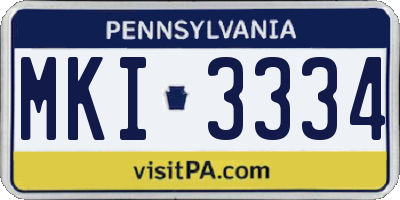 PA license plate MKI3334