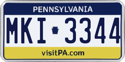 PA license plate MKI3344