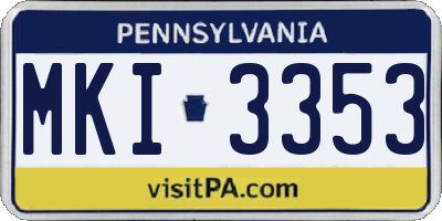 PA license plate MKI3353